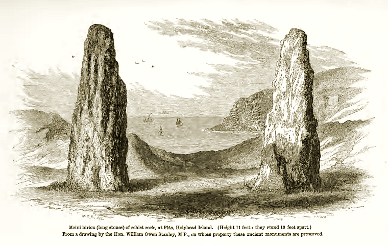 Illustration of the Penrhos Feilw standing stones by Stanley 1896